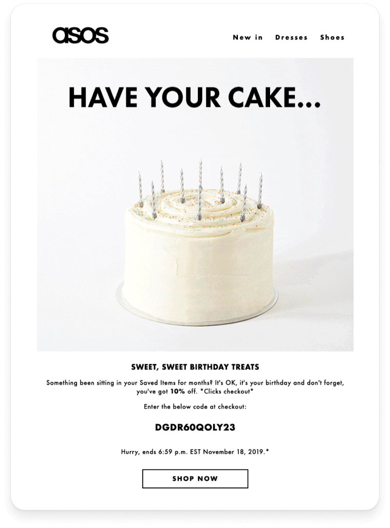 Email with personalization for birthday