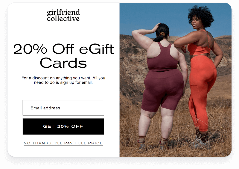 Girlfriend Collective discount modal
