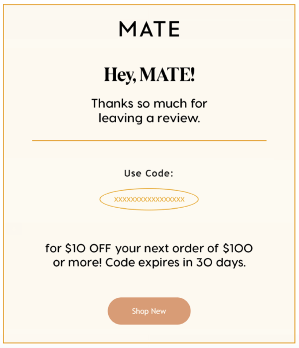 Reward email for MATE the Label