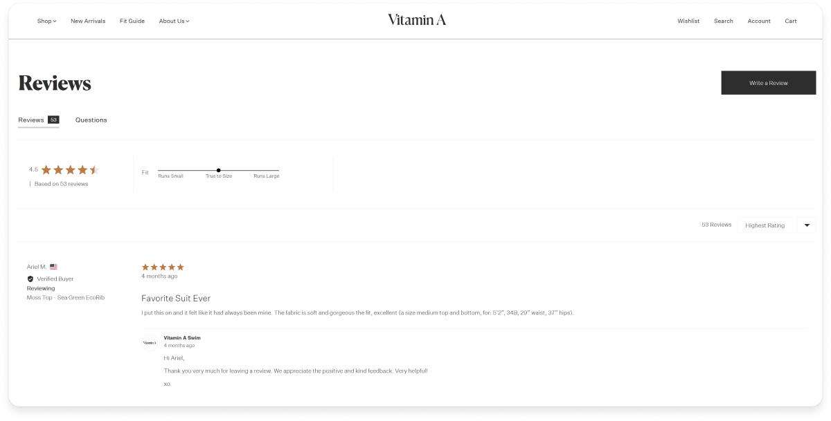 Okendo Reviews on Vitamin A product page