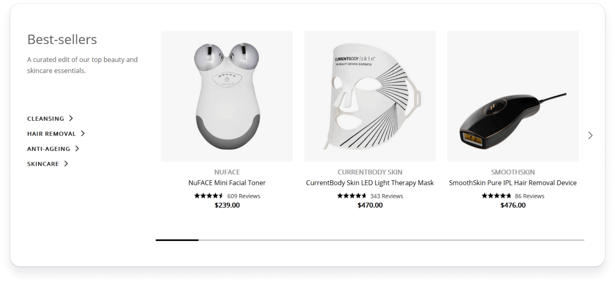 CurrentBody products with star ratings
