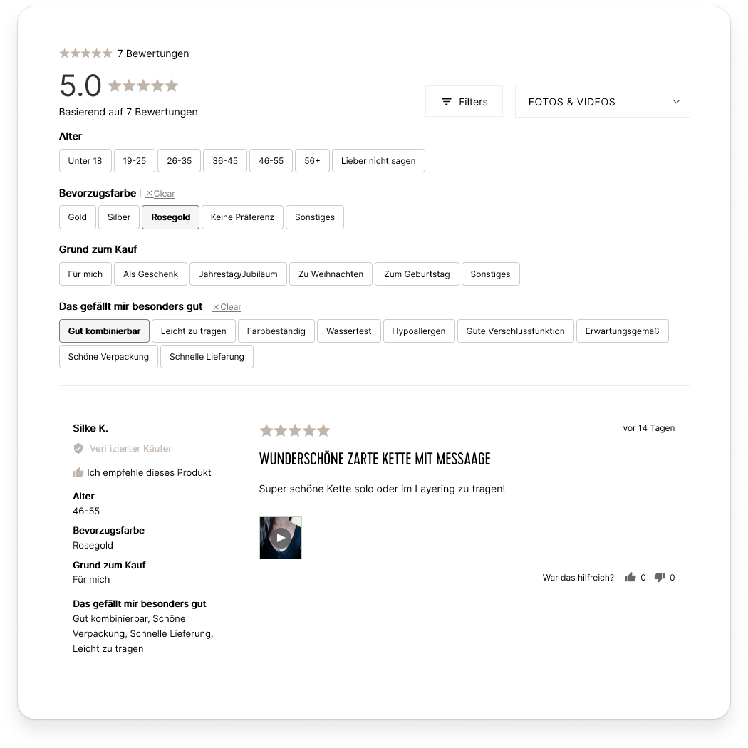 Reviews widget for Purelei