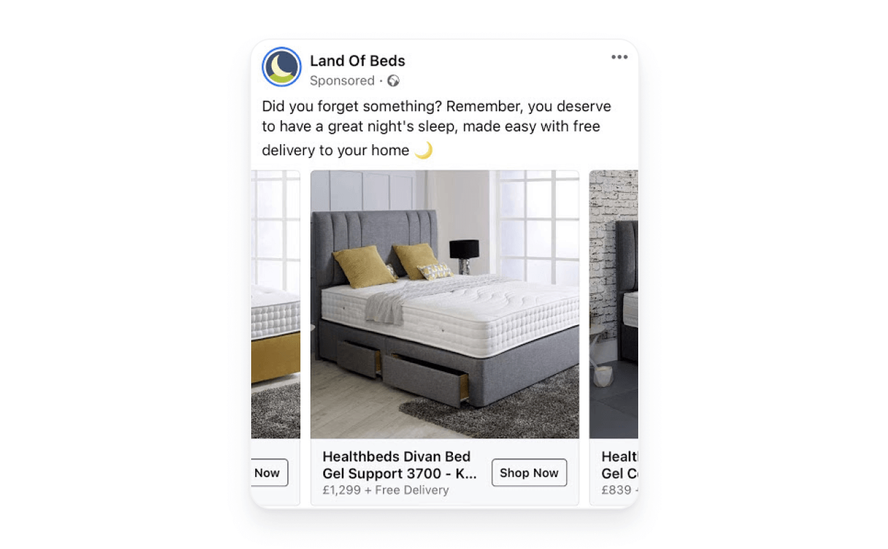 Facebook sponsored post for Land of Beds