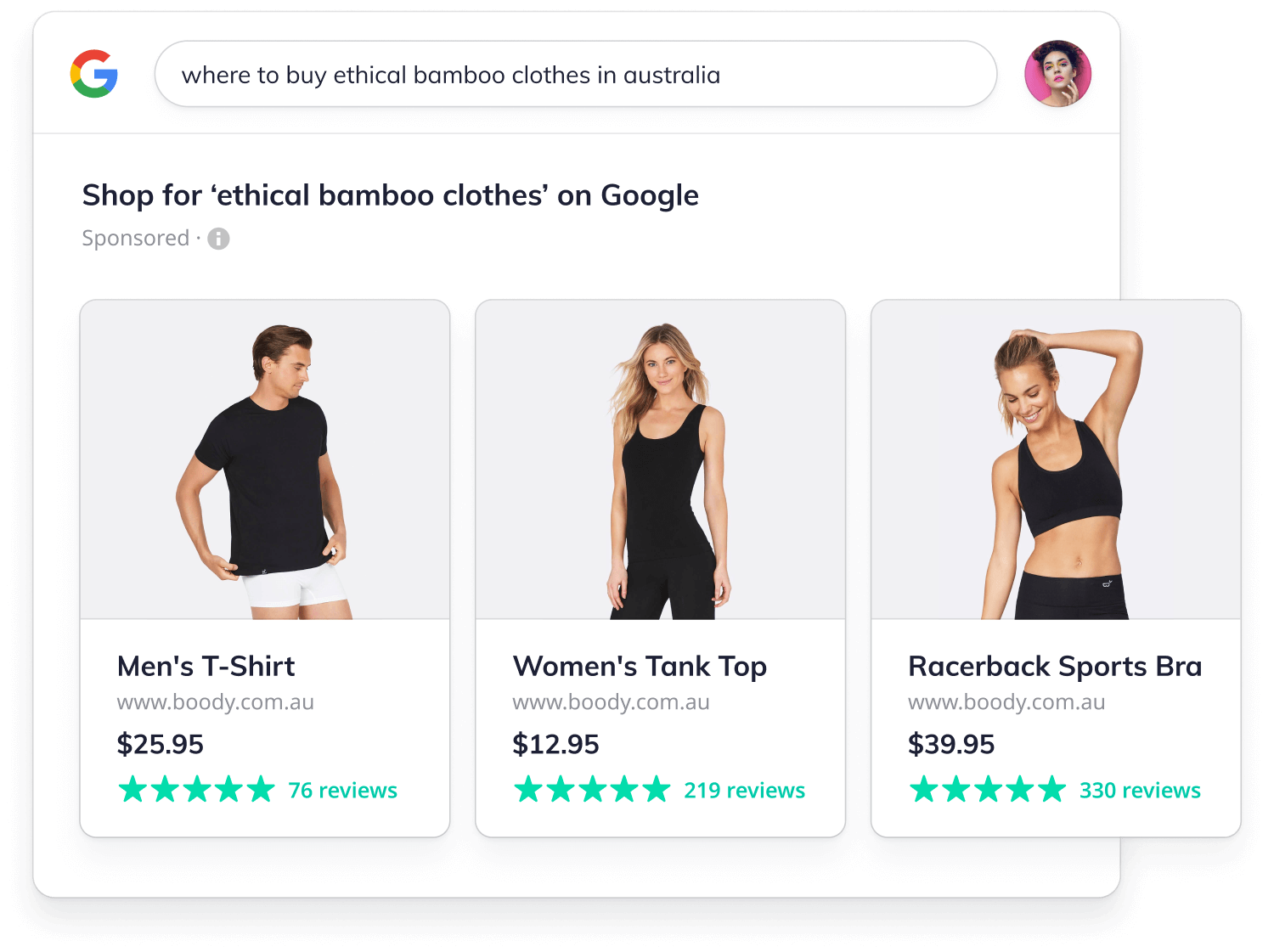 Google Shopping search results