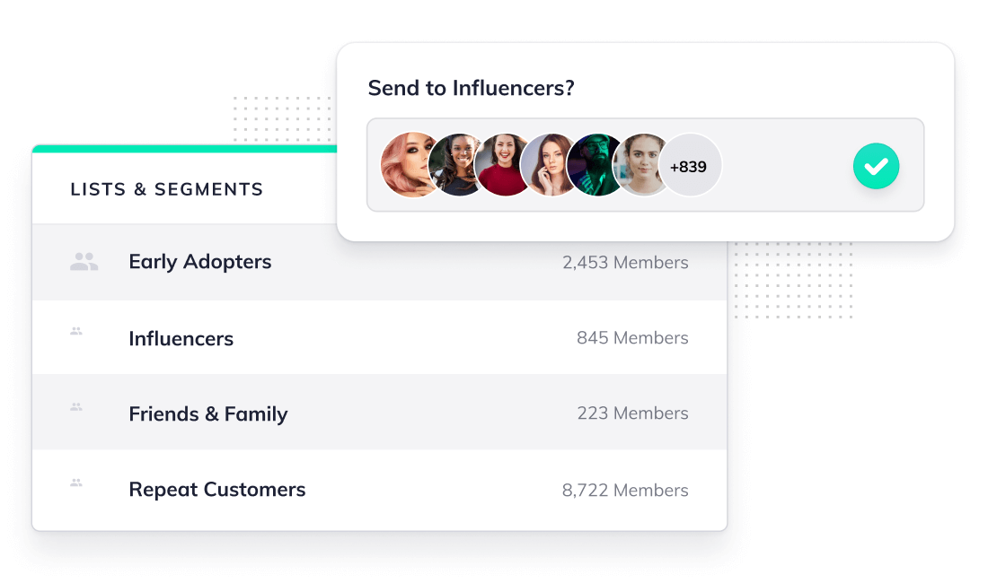 Personalized lists and segments