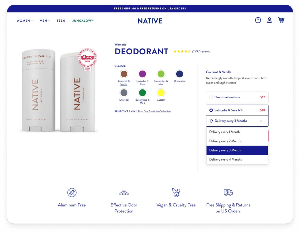 Product Display Page (PDP) for Native