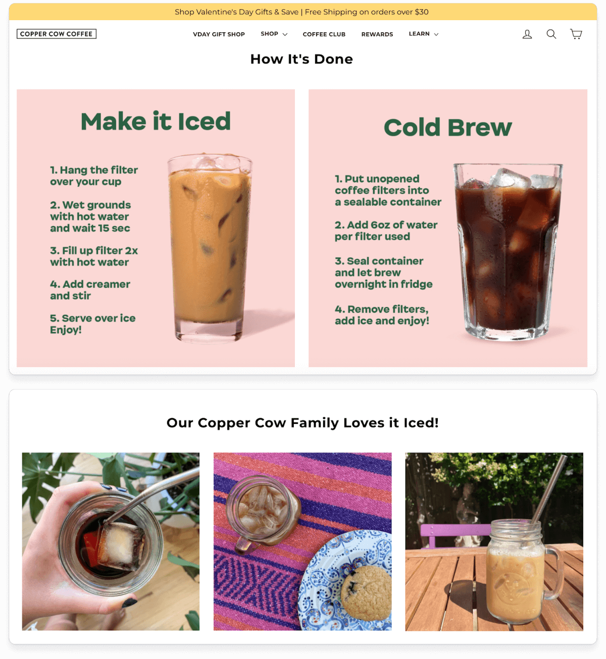 Homepage for Copper Cow Coffee