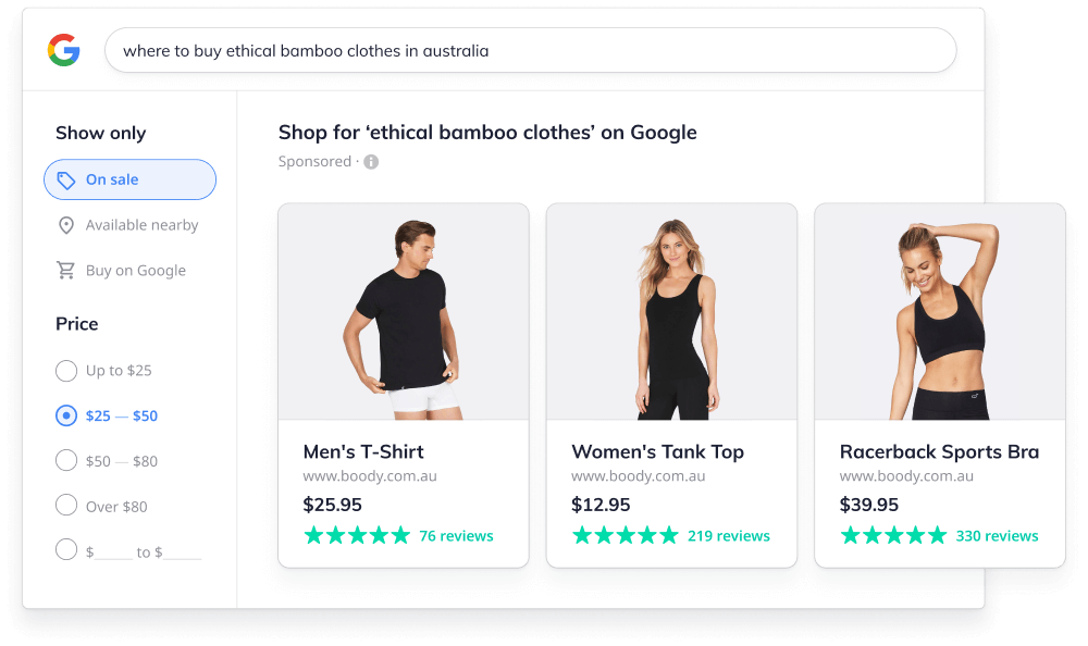 Google Shoppng results for Boody