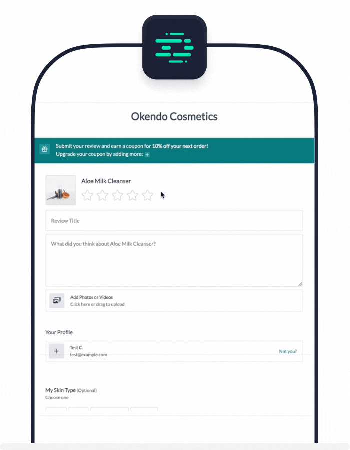 Screenshot of the new Enhanced Review Capture form on mobile