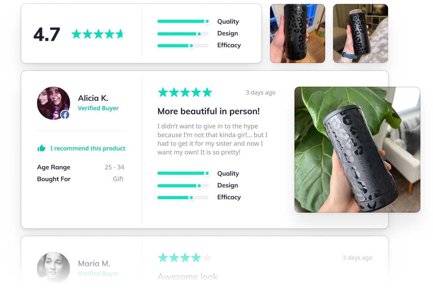 Okendo reviews for Brumate product