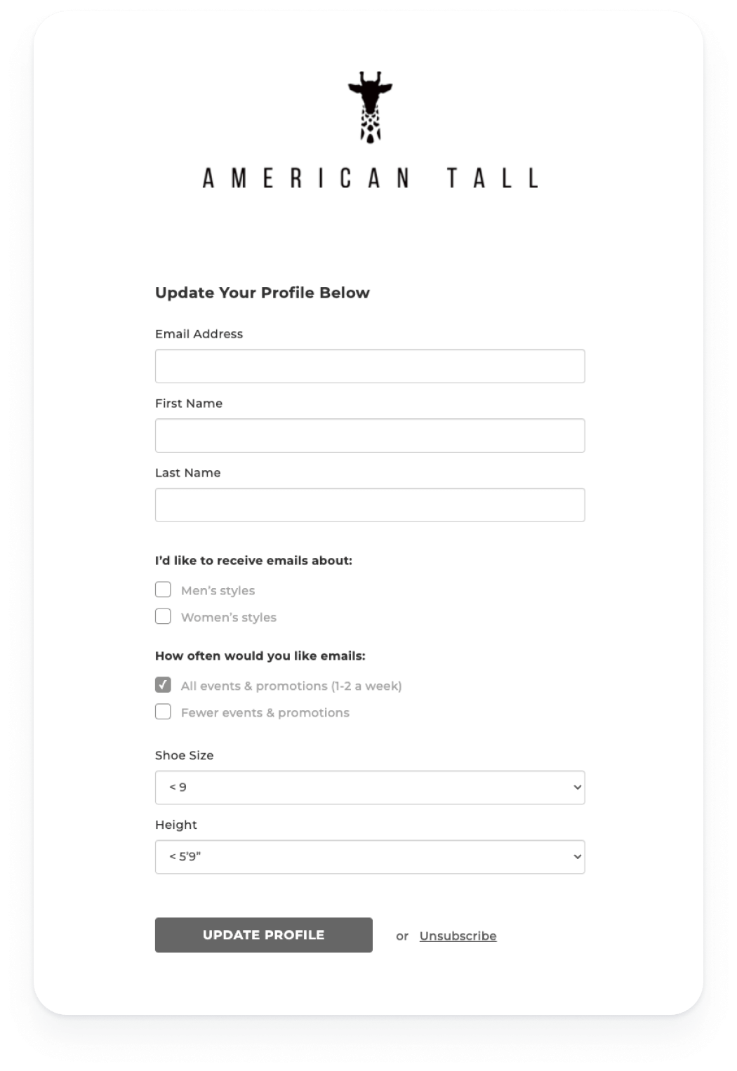 American Tall form