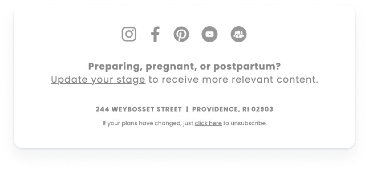 Email footer for Premama