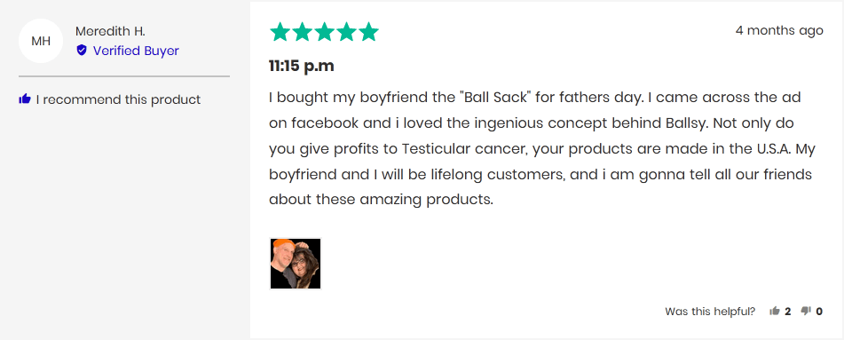 Review for a Ballsy product using Okendo Reviews