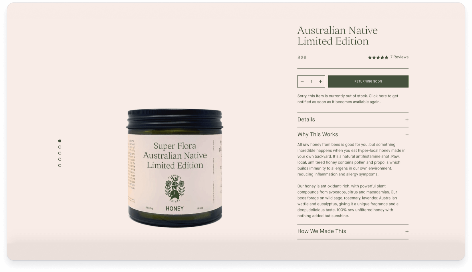 Product page for Flamingo Estate