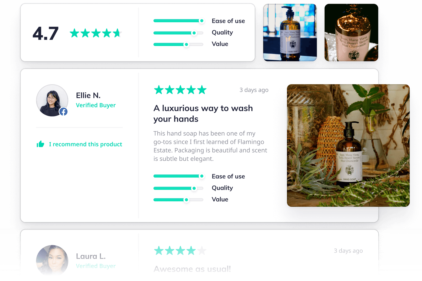 Stylistic representation of Okendo Reviews for Flamingo Estate