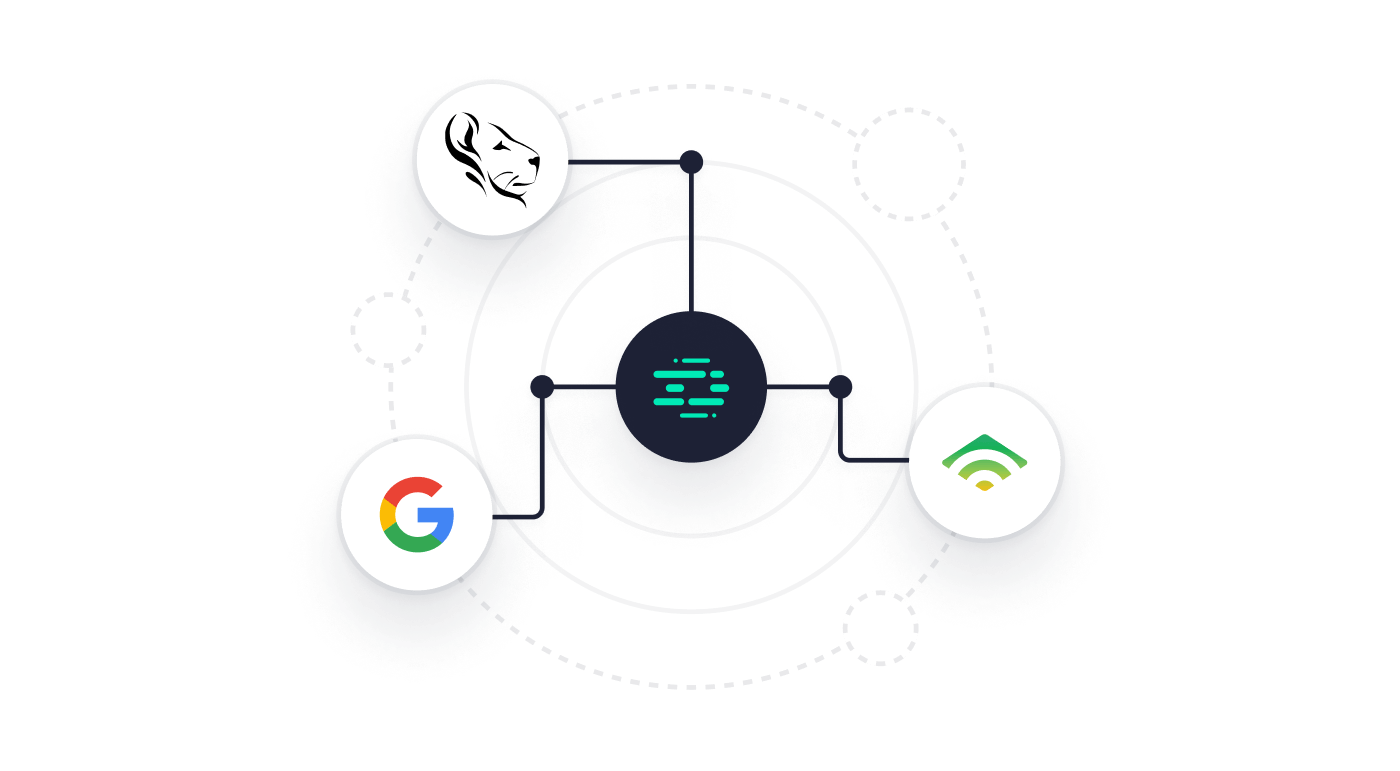 Okendo integration bubbles, including: Google, Klaviyo, and LoyaltyLion