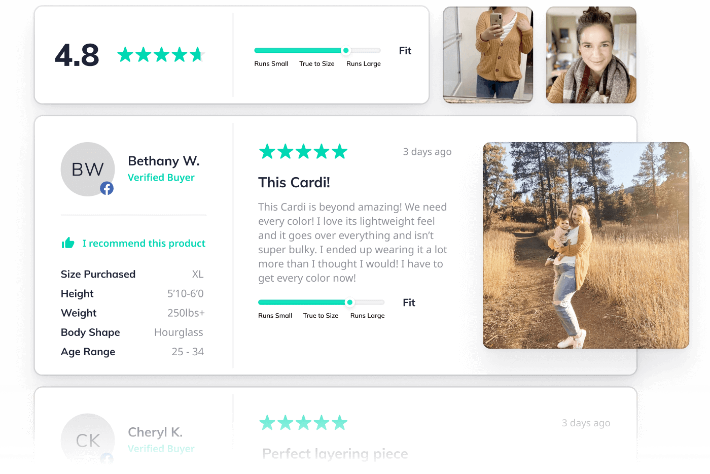 Stylized Okendo reviews widget for Grace & Lace