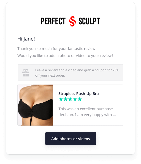 Email with review request for The Perfect Sculpt