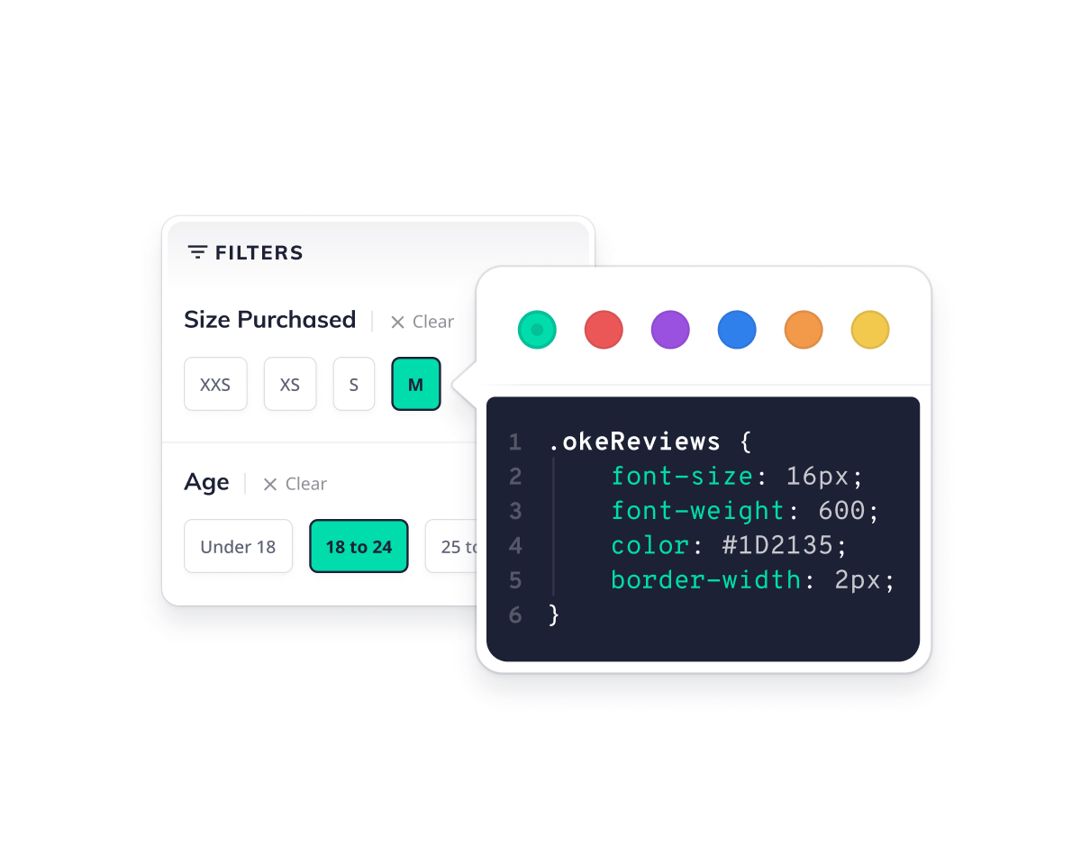 Filters with pop-up of customization options