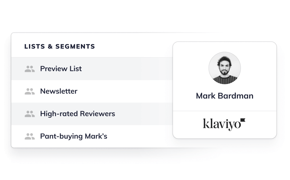 Klaviyo customer lists & segments
