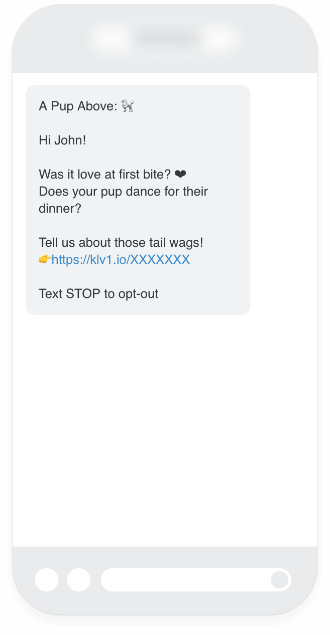 SMS review request example