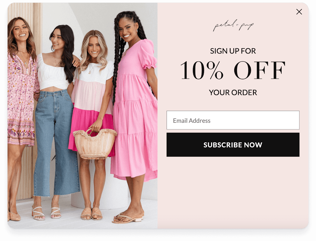 Pop-up form on Petal & Pup