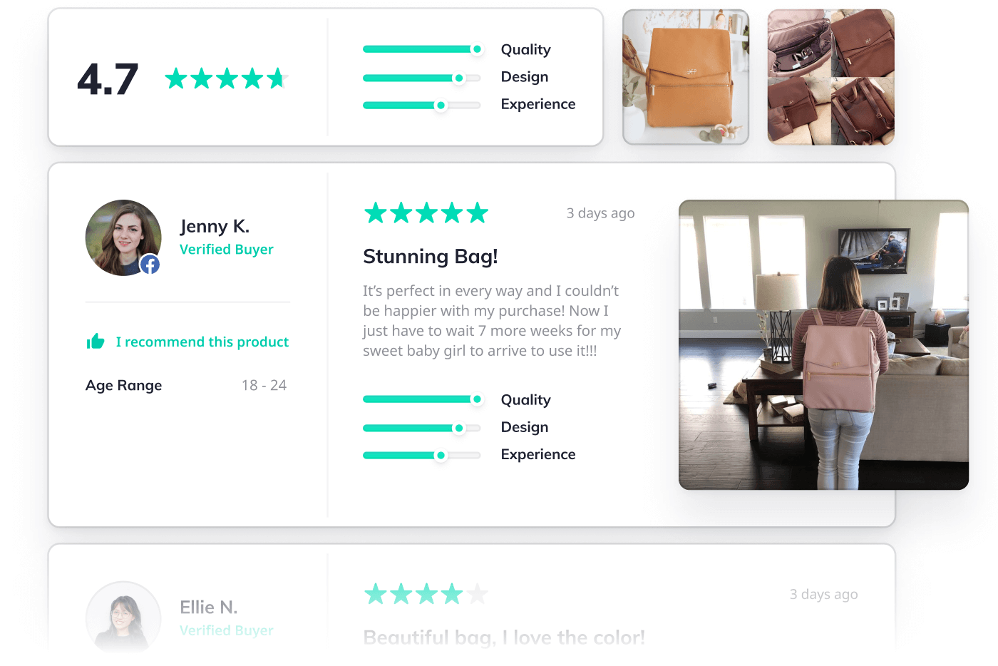 Reviews widget with user-generated content (UGC)