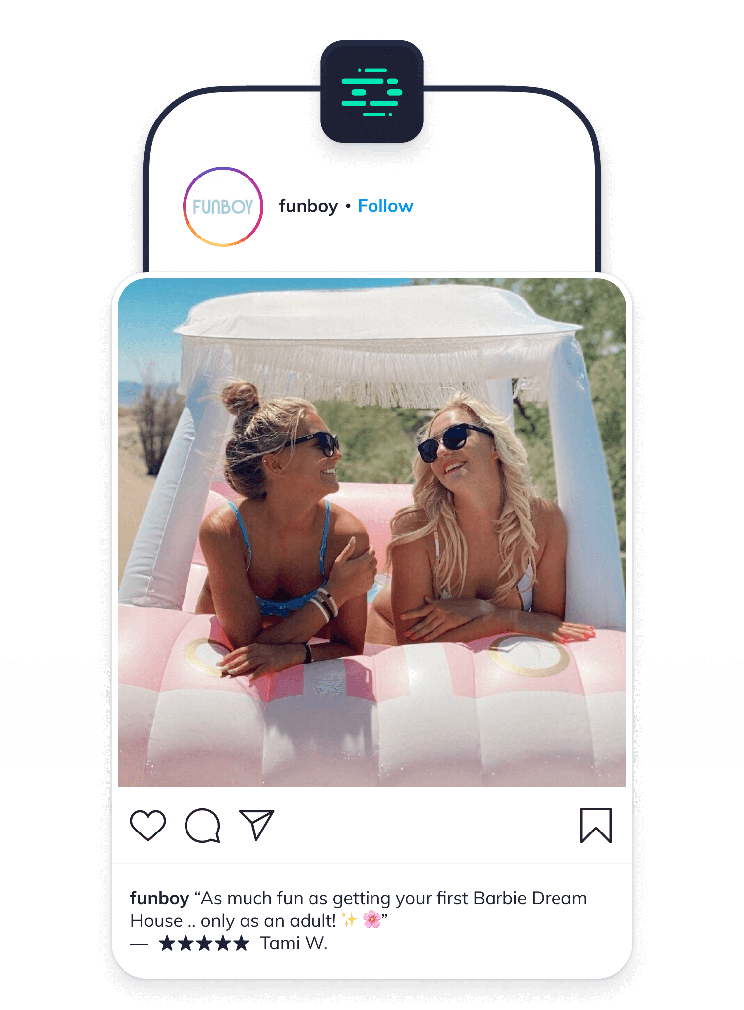 UGC with review for Funboy product on Instagram