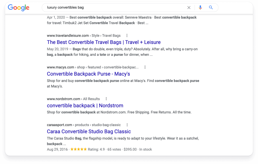 Google search results with rich snippets