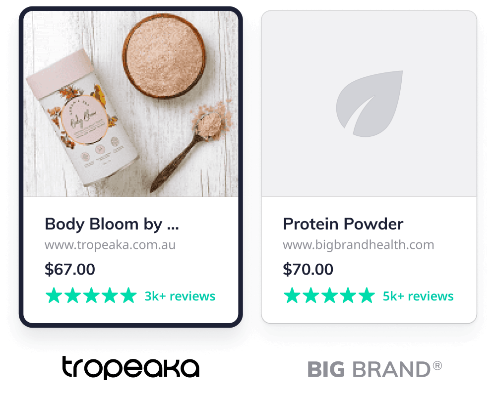Google Shopping ads with big brand names