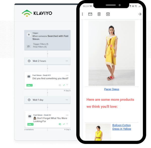 Fast Simon email example with Klaviyo flow