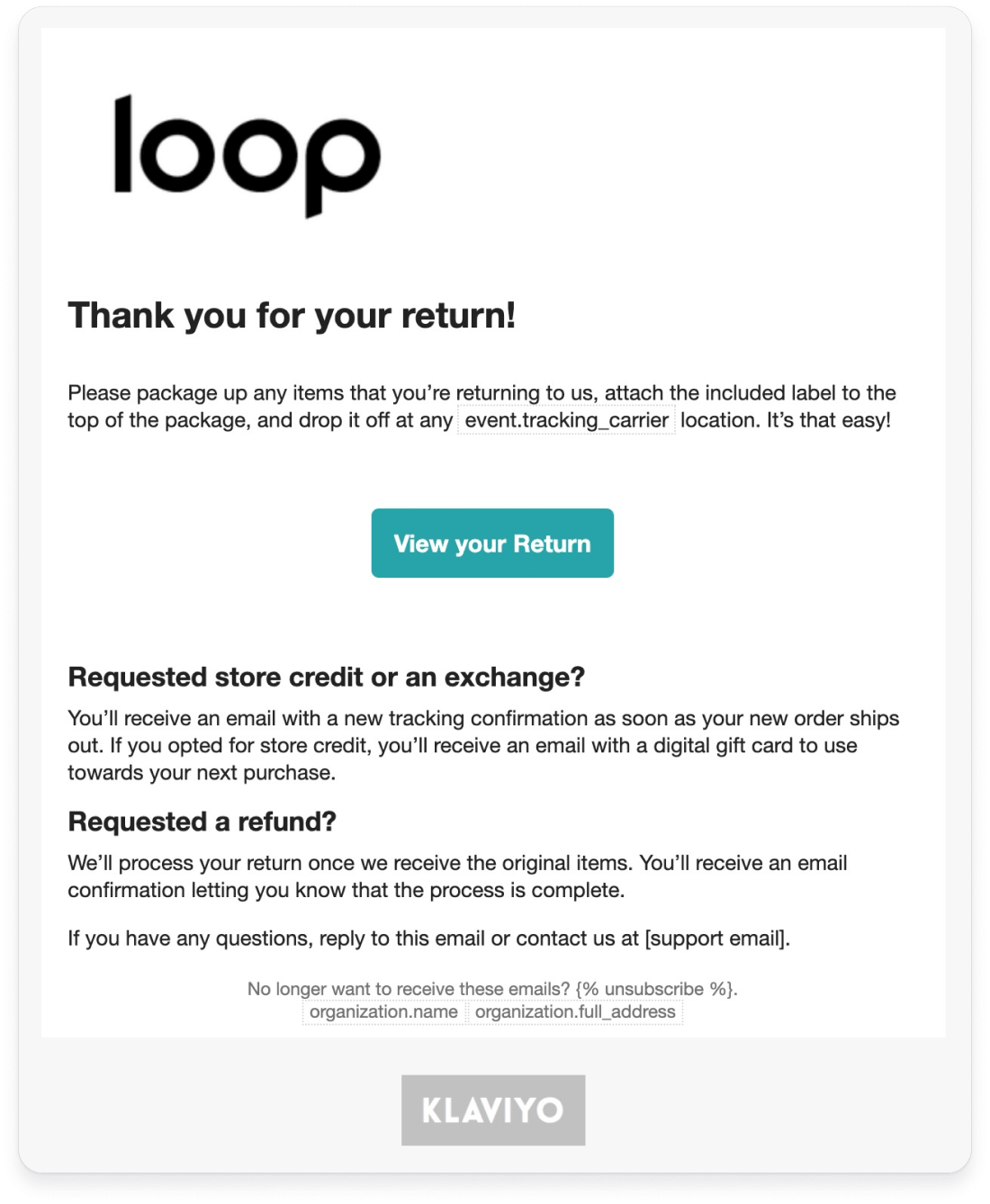 Email triggered by Klaviyo flow