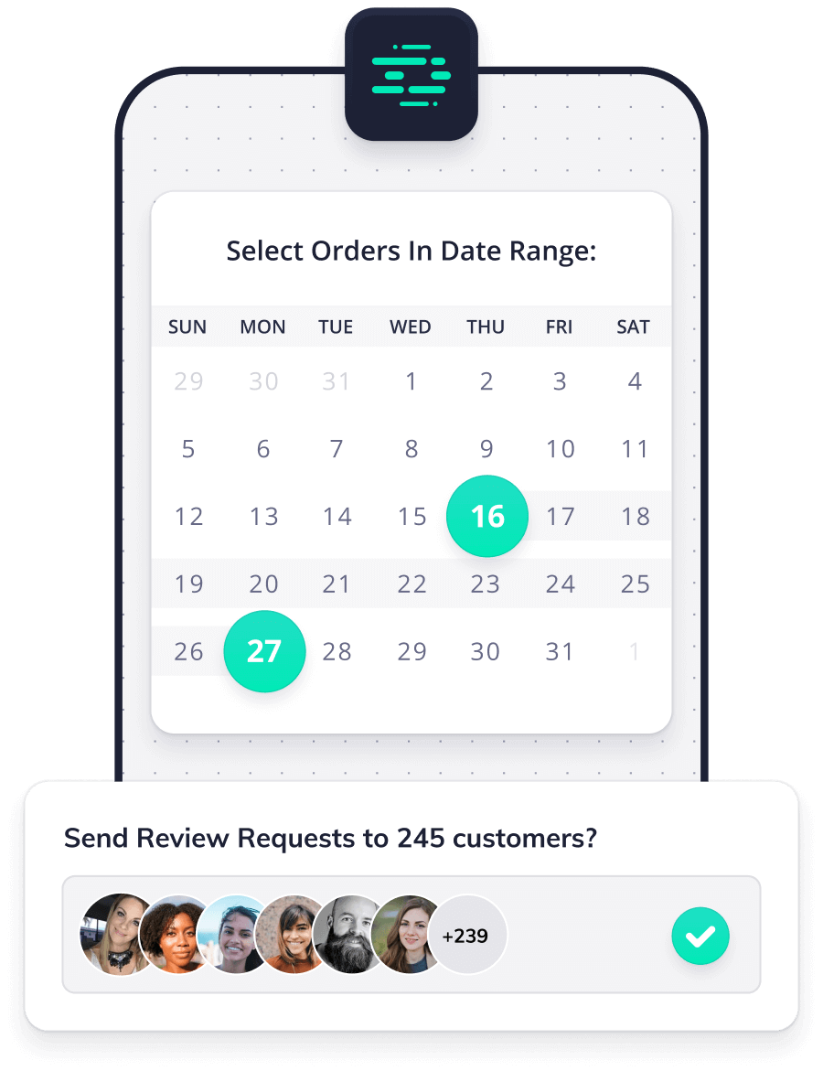 Selecting a date range to fetch review request orders