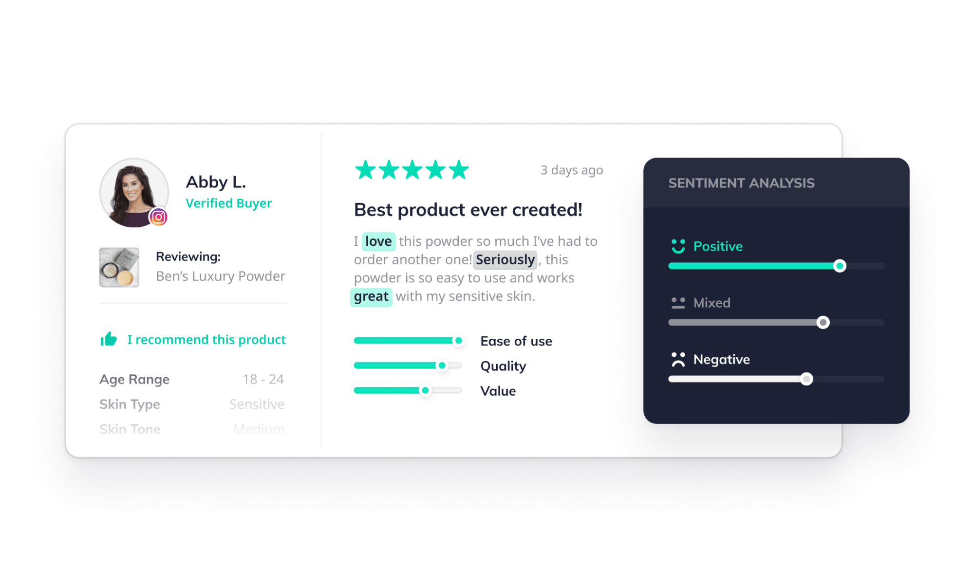 Review with sentiment analysis