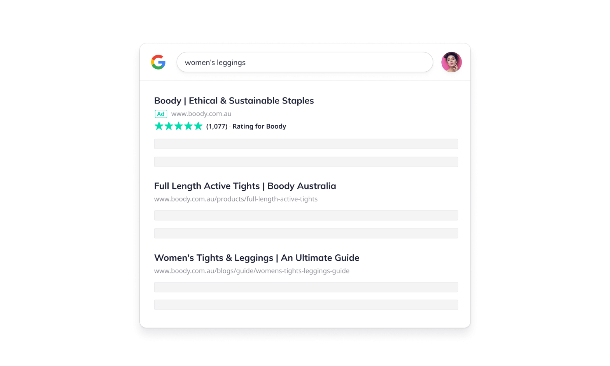 Google search results with Google Seller Ratings